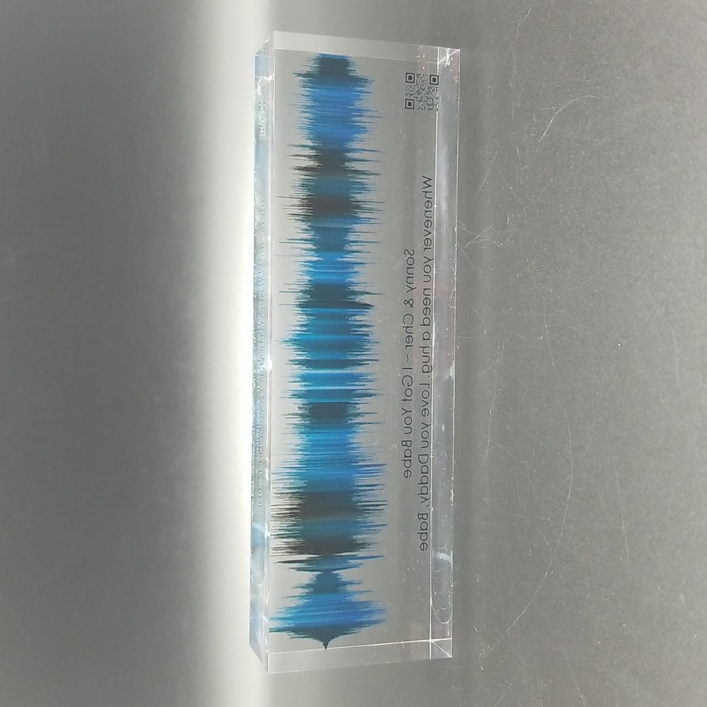 Hand Crafted Acrylic Soundwave Art with Scannable Qr Code with Sonny & Cher Song - Picture 5 of 10